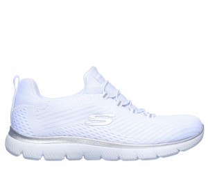 Women Skechers Summits - Fast Attraction Slip On Shoes White / Silver USA | 2809-XRCNW