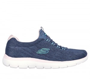 Women Skechers Summits - Fun Flair Slip On Shoes Navy / Multicolor USA | 7418-GOJIF