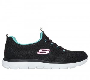 Women Skechers Summits - New Nature Slip On Shoes Black / Multicolor USA | 9721-PUDJN
