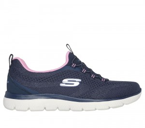 Women Skechers Summits - New Nature Sneakers Navy / Pink USA | 8927-LAOTH