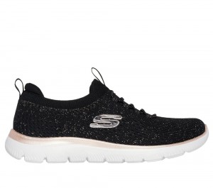 Women Skechers Summits - Pixi Sneakers Black / Rose Gold USA | 5396-VRSBE