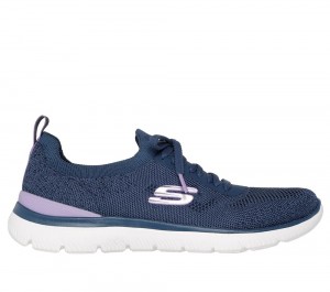 Women Skechers Summits - Sneak Peek Slip On Shoes Navy / Lavender USA | 7318-LHANC