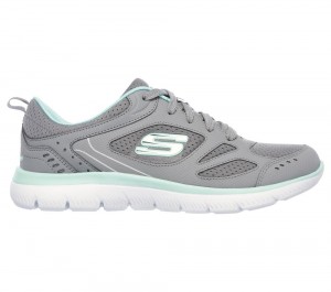 Women Skechers Summits - Suited Sneakers Grey / Turquoise USA | 6489-TXLKR