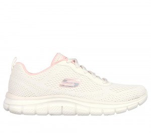 Women Skechers Track - New Staple Lace Up Shoes Natural / Pink USA | 3821-CMIST