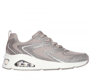 Women Skechers Tres-Air Uno - Glit-Airy Lace Up Shoes Taupe Brown USA | 1483-OKWZQ