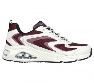 Women Skechers Tres-Air Uno - Street Fl-Air Wedges White / Burgundy USA | 2491-GSUTX