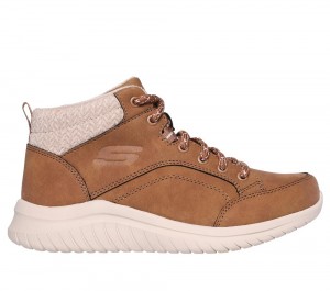 Women Skechers Ultra Flex 2.0 - Casual Mix Boots Chestnut Brown USA | 3146-QPWGC
