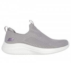 Women Skechers Ultra Flex 3.0 - All Momentum Slip On Shoes Grey USA | 1739-HDERI