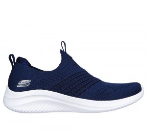 Women Skechers Ultra Flex 3.0 - Classy Charm Slip On Shoes Navy USA | 6759-MZGBI