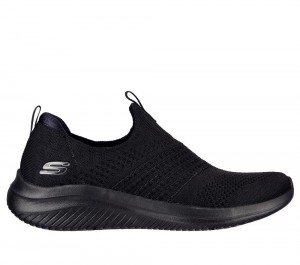 Women Skechers Ultra Flex 3.0 - Classy Charm Slip On Shoes Black USA | 6501-UKMCA