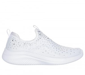 Women Skechers Ultra Flex 3.0 - Glam Night Sneakers White / Silver USA | 6780-WVTKI