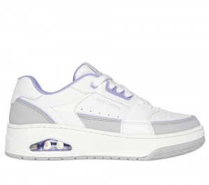 Women Skechers Uno Court - Courted Style Lace Up Shoes White / Lavender USA | 2075-VTBYD