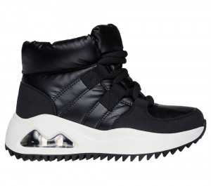 Women Skechers Uno Peaks - Moon Puffz Lace Up Shoes Black USA | 4871-LTQHA