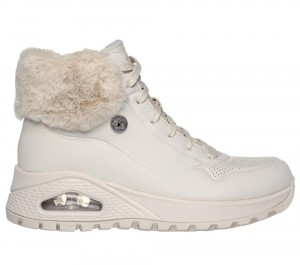 Women Skechers Uno Rugged - Fall Air 2 Lace Up Shoes Off White USA | 5387-KSCDZ