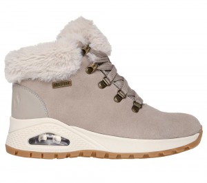 Women Skechers Uno Rugged - Moonlight Ridge Lace Up Shoes Taupe Brown USA | 6542-DKWOZ