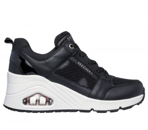 Women Skechers Uno Wedge - Everything Nice Sneakers Black USA | 0738-EGWRT
