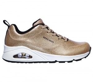 Women Skechers Uno - Diamond Shatter Lace Up Shoes Champagne Silver USA | 3149-QKWJV