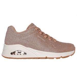 Women Skechers Uno - Glitter Bomb Wedges Rosegold USA | 7103-PBHJE