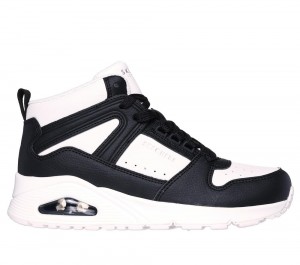 Women Skechers Uno - High Regards Boots White / Black USA | 8539-HGIFA