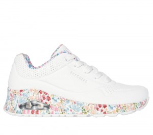 Women Skechers Uno - Majestic Garden Lace Up Shoes White USA | 1293-ZQPBM