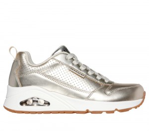 Women Skechers Uno - Metallixs Wedges Champagne Silver USA | 6917-EZOAX