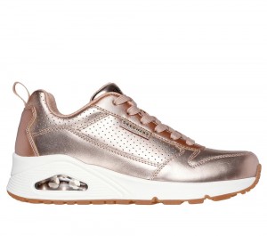 Women Skechers Uno - Metallixs Wedges Rosegold USA | 8314-ACHWO