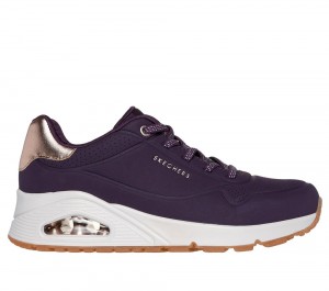 Women Skechers Uno - Shimmer Away Lace Up Shoes Dark Purple USA | 3976-RSIVB