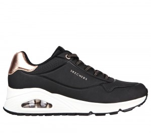 Women Skechers Uno - Shimmer Away Lace Up Shoes Black USA | 4270-FZVOM