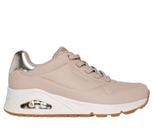 Women Skechers Uno - Shimmer Away Wedges Nude Natural Brown USA | 5743-IPROG