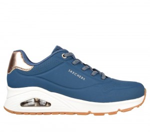 Women Skechers Uno - Shimmer Away Wedges Navy USA | 7321-XSAHI
