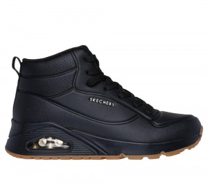 Women Skechers Uno - Stand High Boots Black USA | 1092-WHIJR