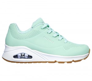 Women Skechers Uno - Stand on Air Lace Up Shoes Mint USA | 9061-ZAOJS