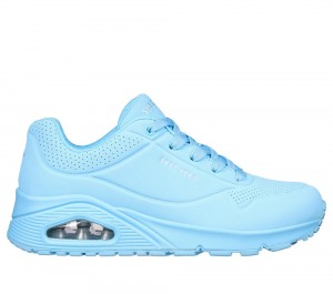 Women Skechers Uno - Stand on Air Wedges Light Blue USA | 1783-JRPAY