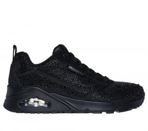 Women Skechers Uno - World of Gems Wedges Black USA | 8562-GVTDB