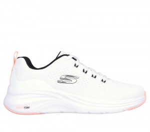Women Skechers Vapor Foam - Fresh Trend Lace Up Shoes White / Black / Coral USA | 4065-ZSIJD