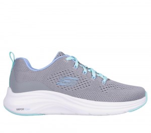Women Skechers Vapor Foam - Fresh Trend Lace Up Shoes Grey / Turquoise USA | 4702-QDOSK