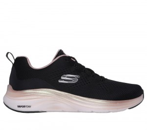 Women Skechers Vapor Foam - Midnight Glimmer Lace Up Shoes Black / Rose Gold USA | 3987-UKRGB
