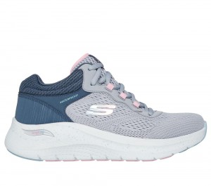 Women Skechers Waterproof: Arch Fit 2.0 - Rainy Days Sneakers Grey / Multicolor USA | 9683-WBNRM
