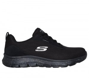 Women Skechers Waterproof: Flex Appeal 5.0 - Fresh Trek Lace Up Shoes Black USA | 4139-LCGUQ
