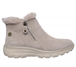 Women Skechers Waterproof Relaxed Fit: Easy Going - High Zip 2 Boots Taupe Brown USA | 0284-BMZEK