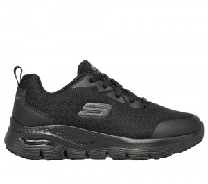 Women Skechers Work: Arch Fit SR Lace Up Shoes Black USA | 2716-PMGNX