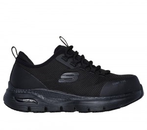Women Skechers Work: Arch Fit SR - Ebinal Lace Up Shoes Black USA | 2048-ICULV
