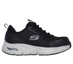 Women Skechers Work: Arch Fit SR - Ebinal Work Shoes Black / Grey USA | 8567-SOEGI