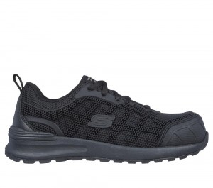 Women Skechers Work: Bulklin - Ayak Comp Toe Work Shoes Black USA | 6234-LGAZK