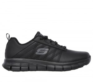 Women Skechers Work Relaxed Fit: Sure Track - Erath SR Work Shoes Black USA | 4250-SMOZW