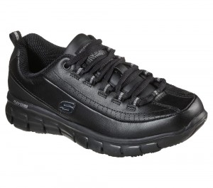 Women Skechers Work Relaxed Fit: Sure Track - Trickel Work Shoes Black USA | 8724-KLIFT