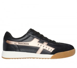 Women Skechers Zinger - Metallic Roads Sneakers Black / Rose Gold USA | 8063-LIQAH