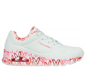 Women Skechers x JGoldcrown: Uno - Loving Love Wedges White / Red / Pink USA | 0396-QEOHV