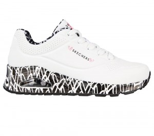 Women Skechers x JGoldcrown: Uno - Loving Love Wedges White / Black USA | 5217-XILFP