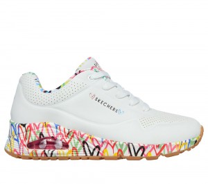 Women Skechers x JGoldcrown: Uno - Loving Love Wedges White USA | 4083-FQZEA